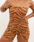 Anu Strapless Jumpsuit - Ribbed Caramel Zebra