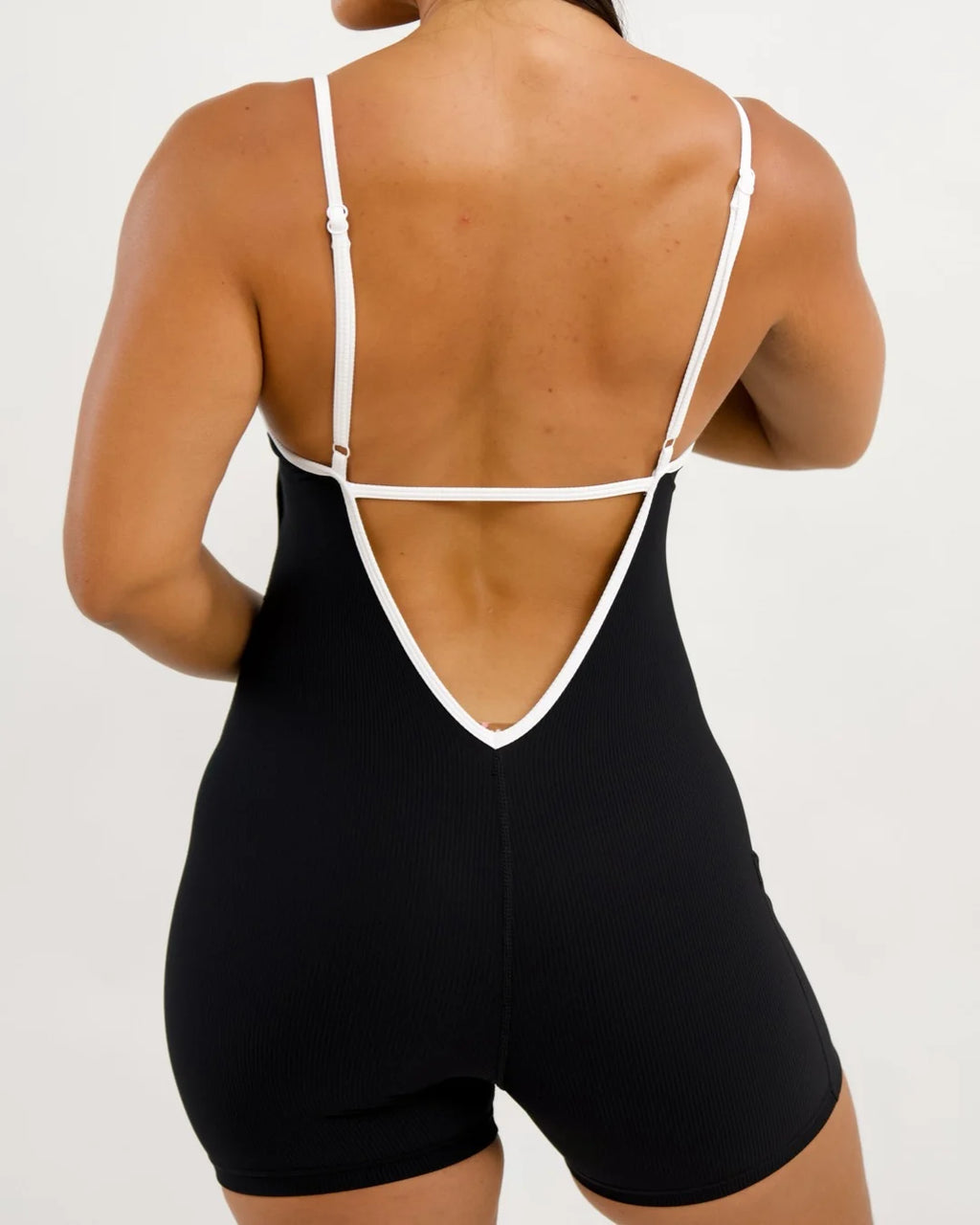Azure Jumpsuit - Ribbed Black w/ Piping