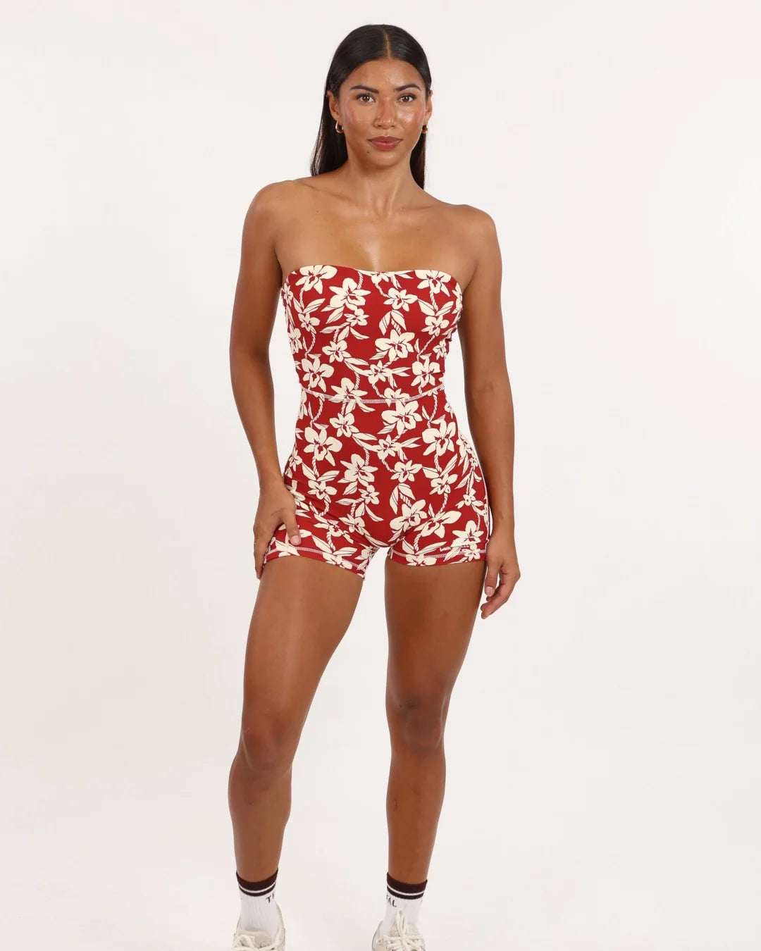 Anu Jumpsuit - Ribbed Red Orchid Lei