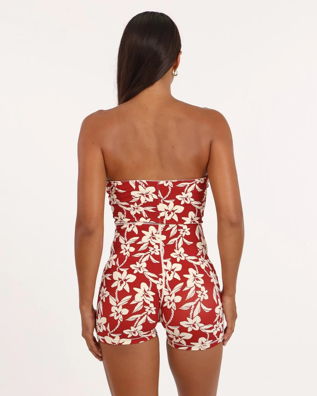 Anu Jumpsuit - Ribbed Red Orchid Lei