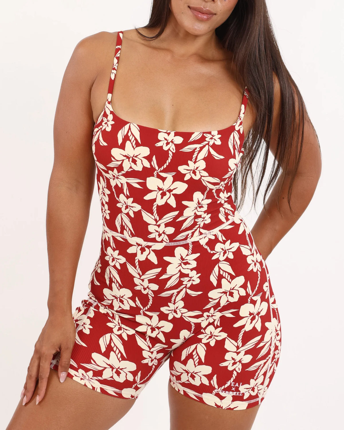 4.5” Kayla 2.0 Jumpsuit - Ribbed Red Orchid Lei
