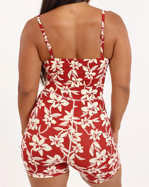 4.5” Kayla 2.0 Jumpsuit - Ribbed Red Orchid Lei