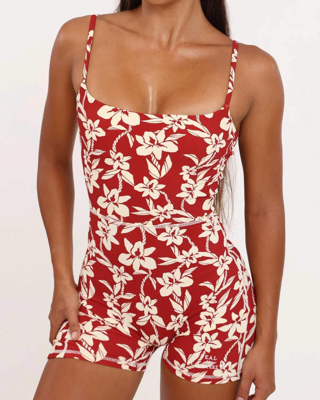 4.5” Kayla 2.0 Jumpsuit - Ribbed Red Orchid Lei