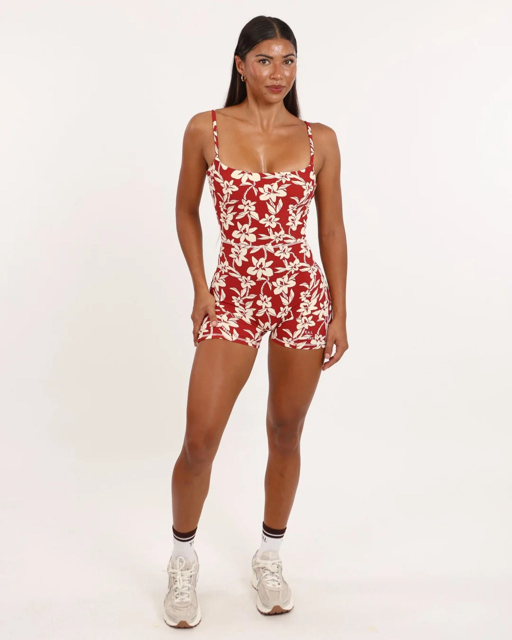 4.5” Kayla 2.0 Jumpsuit - Ribbed Red Orchid Lei
