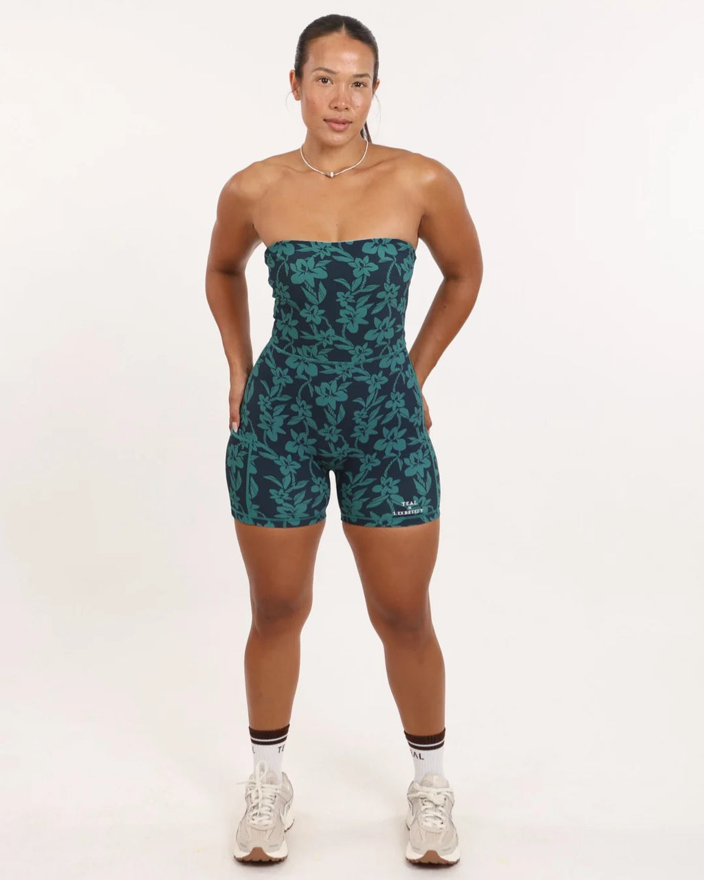 Anu Jumpsuit - Ribbed Teal Orchid Lei