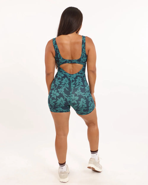 Aura Jumpsuit - Ribbed Teal Orchid Lei