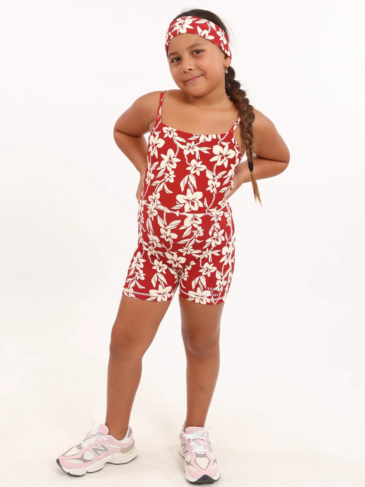 Mini Kayla Jumpsuit - Ribbed Red Orchid Lei