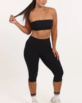Mid Rise Capri Leggings - Ribbed Black