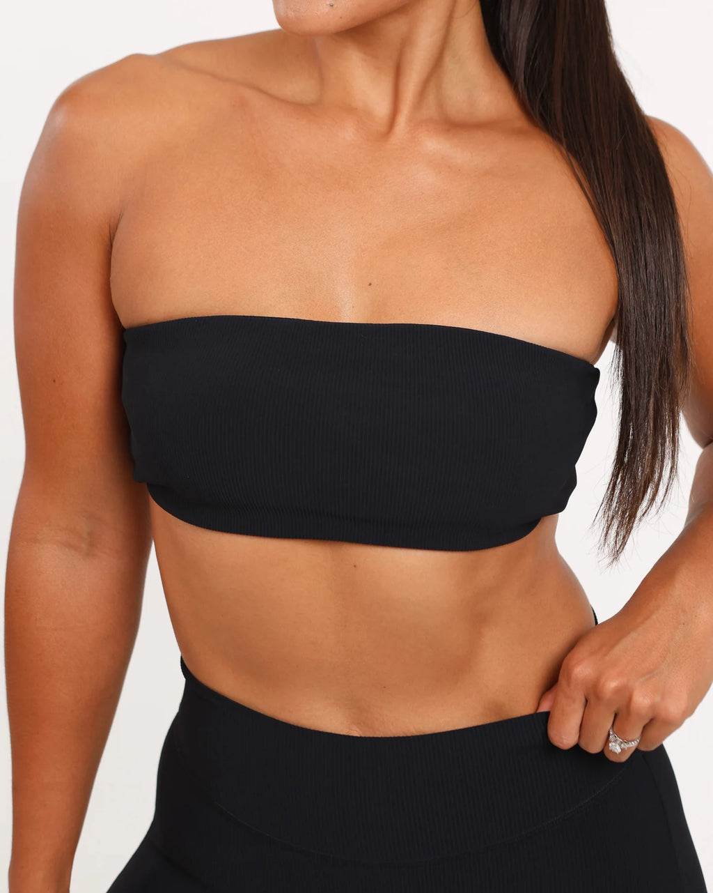 Strapless Bra - Ribbed Black