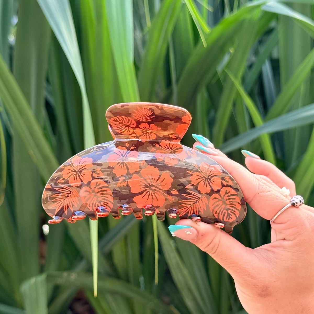Bombucha Orange Camo Hair Claw - Collab X Las Olitas