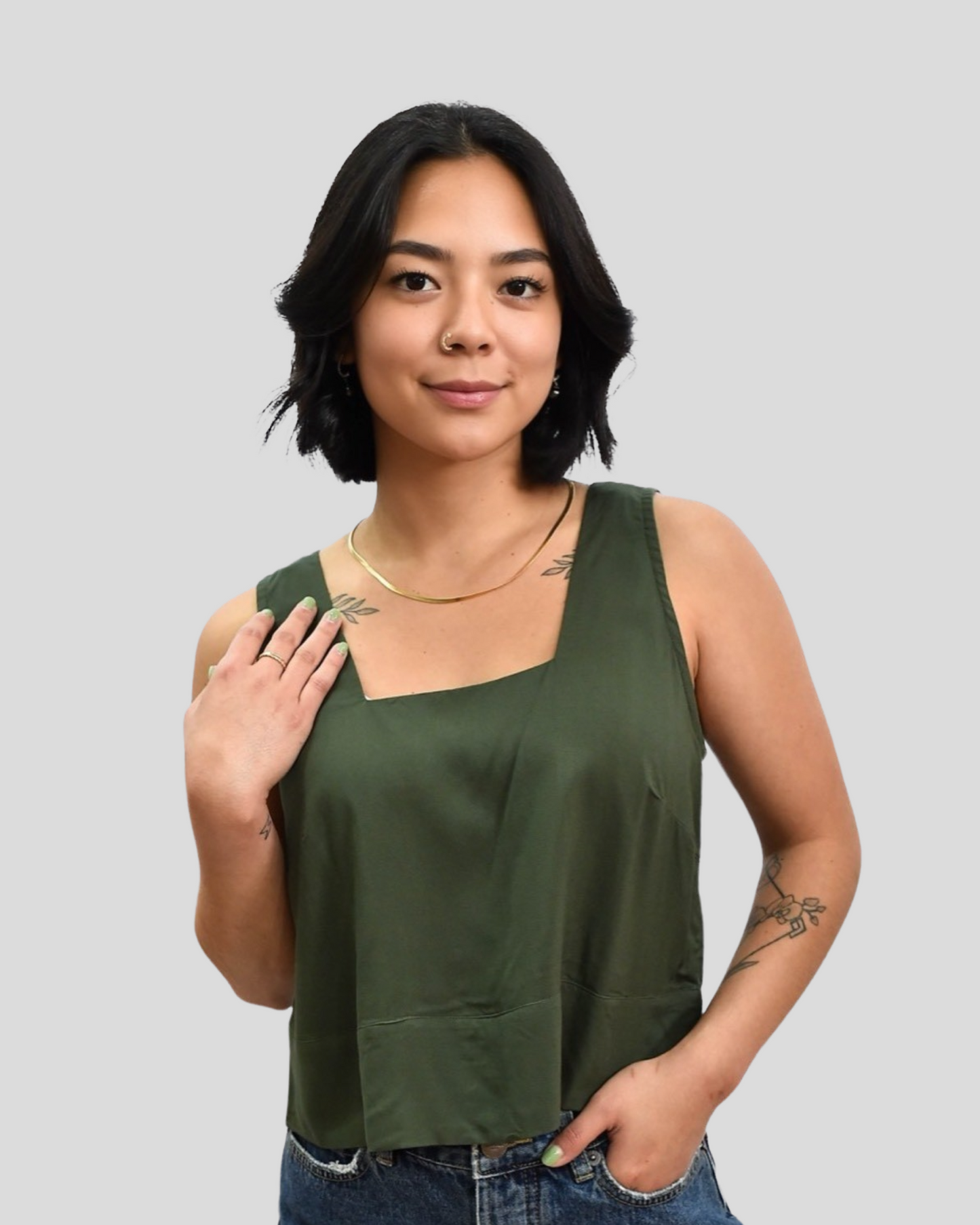 TAYLA TOP- Solid Seaweed - KHUSH 41 / 46