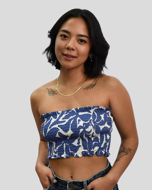BANDEAU YARA- Frangipani Denim - KHUSH 42/44/51