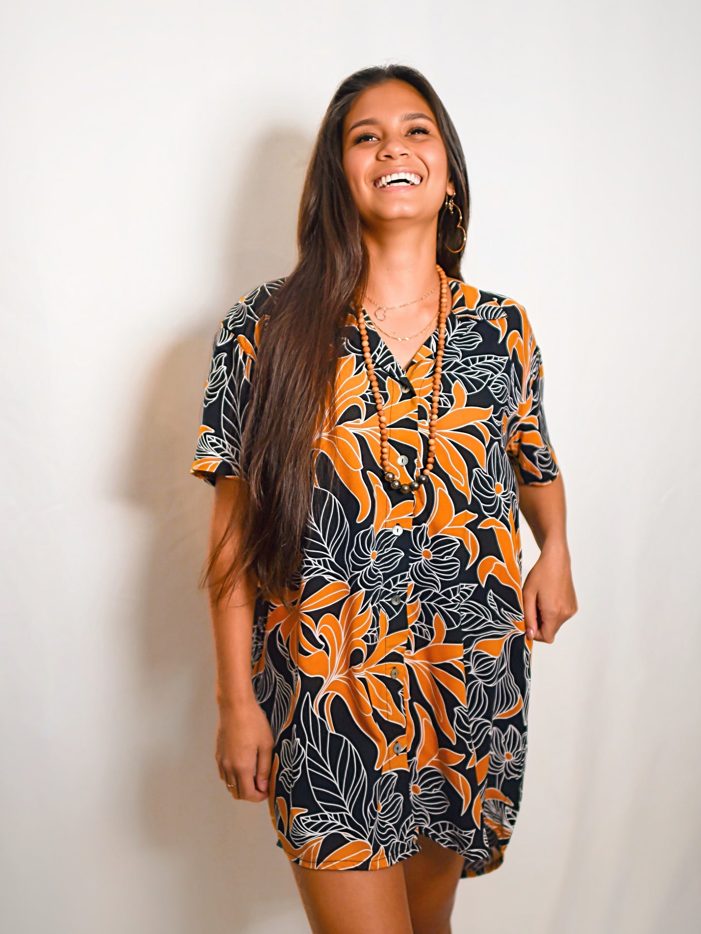 MAUI SHIRT (long)- Tropical Black- KHUSH 45