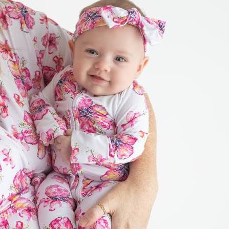Hibiscus Kiss - Baby Bamboo Coverall - Coco Moon
