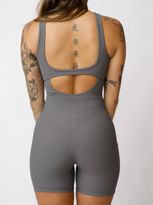 RIBBED AURA Jumpsuit- SMOKE - Active By Teal