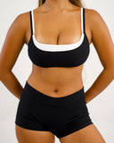 Double Layer Scoop Neck Bra - Ribbed - Black - ABT