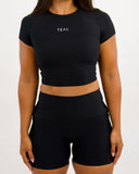 Crop Tee -Ribbed - Black - ABT