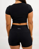 Crop Tee -Ribbed - Black - ABT