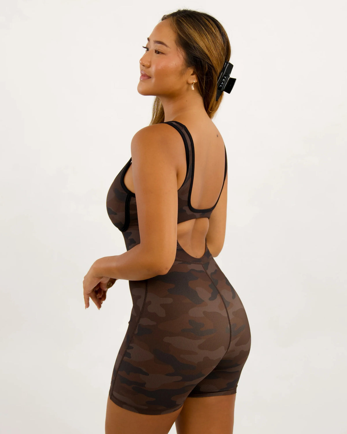 Aura Jumpsuit w Black Trim - Ribbed Brown Camo - ABT