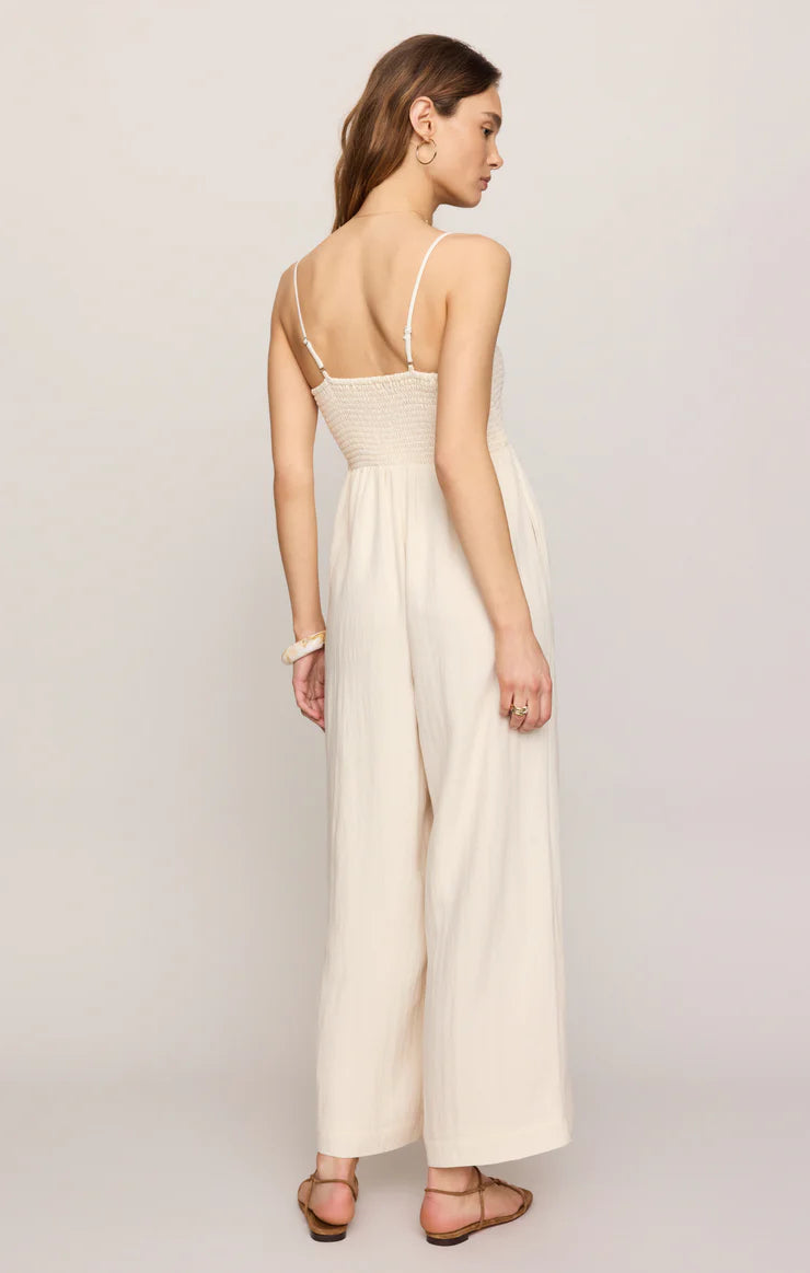 Beachside Smocked Jumpsuit - Sea Salt - Zsupply