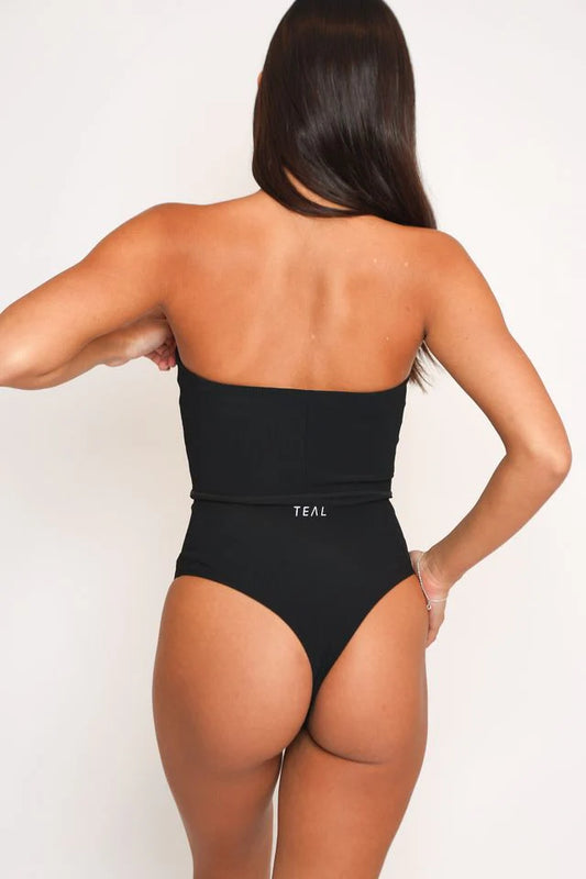 Anu Ribbed Bodysuit - Black - Active By Teal