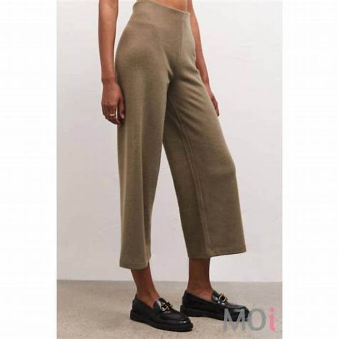 DELANEY BRUSHED RIB PANT - Kelp - ZP234213