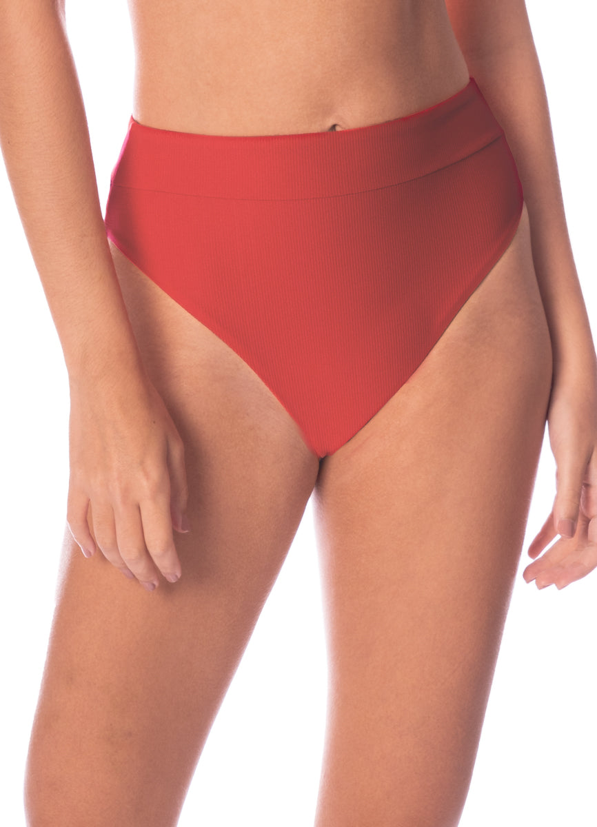 Red Camelia Suzy Q High Rise Classic Bikini Bottom- MAAJI