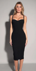 Seamed Lushy Midi Dress - Black - TA3
