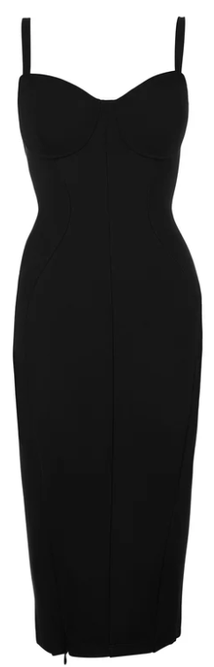 Seamed Lushy Midi Dress - Black - TA3