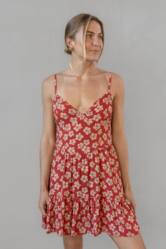 Tallulah Dress - Burnt Hibiscus - Lokahi RST'25