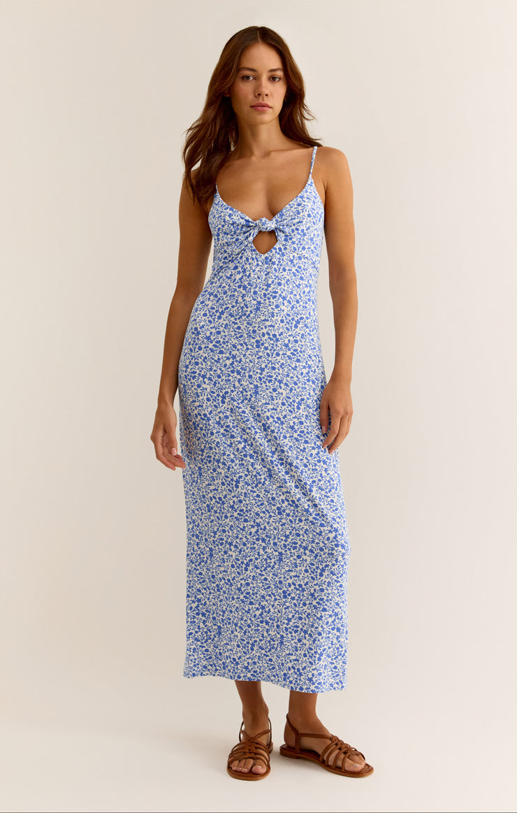 CARITA COCOS FLORAL MIDI DRESS- BLUE WAVE- ZD242602