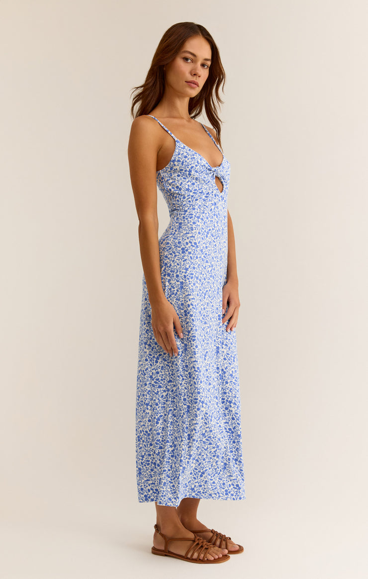 CARITA COCOS FLORAL MIDI DRESS- BLUE WAVE- ZD242602