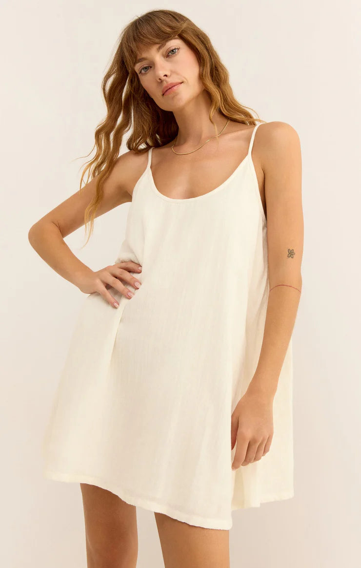 SHANA GAUZE MINI DRESS- Off White - ZD242701