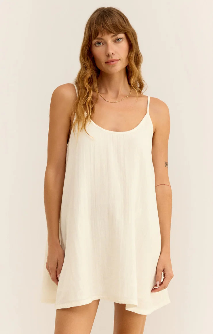 SHANA GAUZE MINI DRESS- Off White - ZD242701