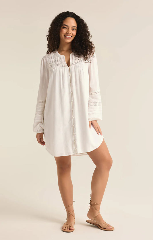 JUDE PEASANT MINI DRESS - White