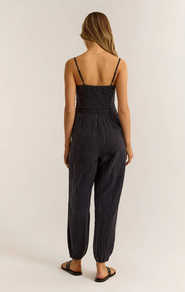 SANTOS GAUZE JUMPSUIT- Black - ZP242523