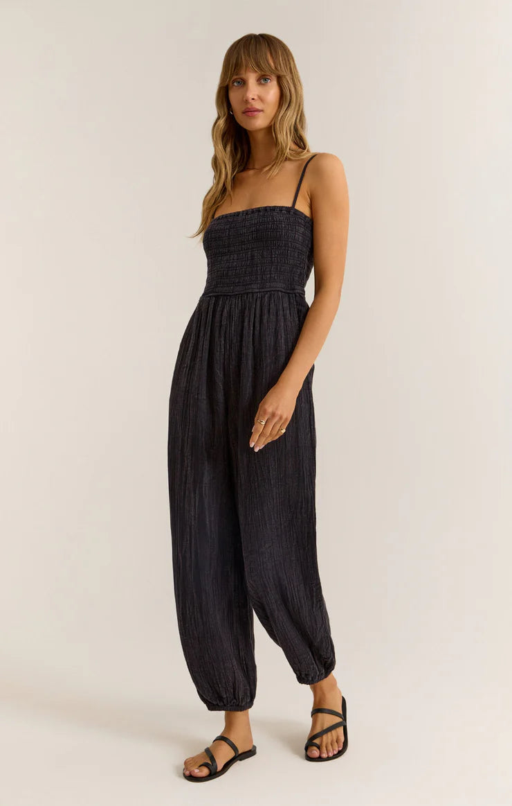 SANTOS GAUZE JUMPSUIT- Black - ZP242523