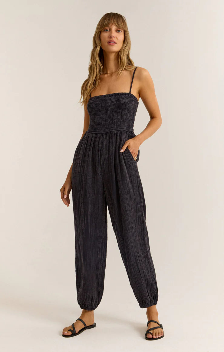 SANTOS GAUZE JUMPSUIT- Black - ZP242523