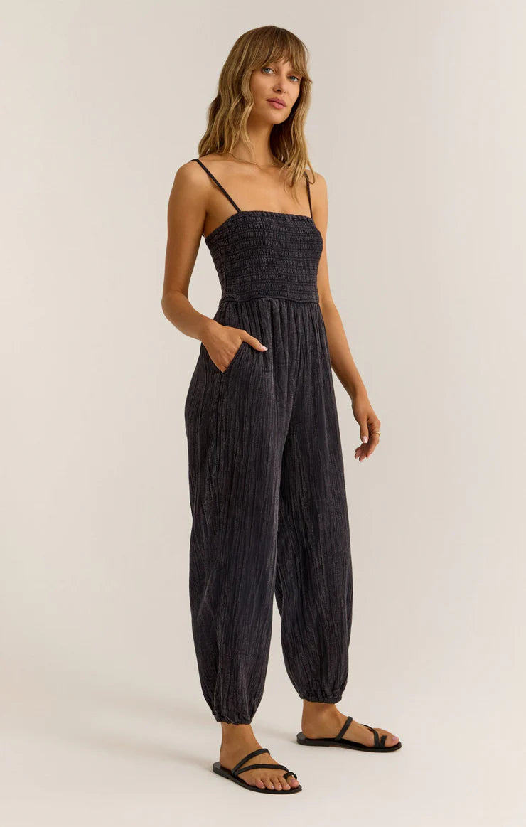 SANTOS GAUZE JUMPSUIT- Black - ZP242523