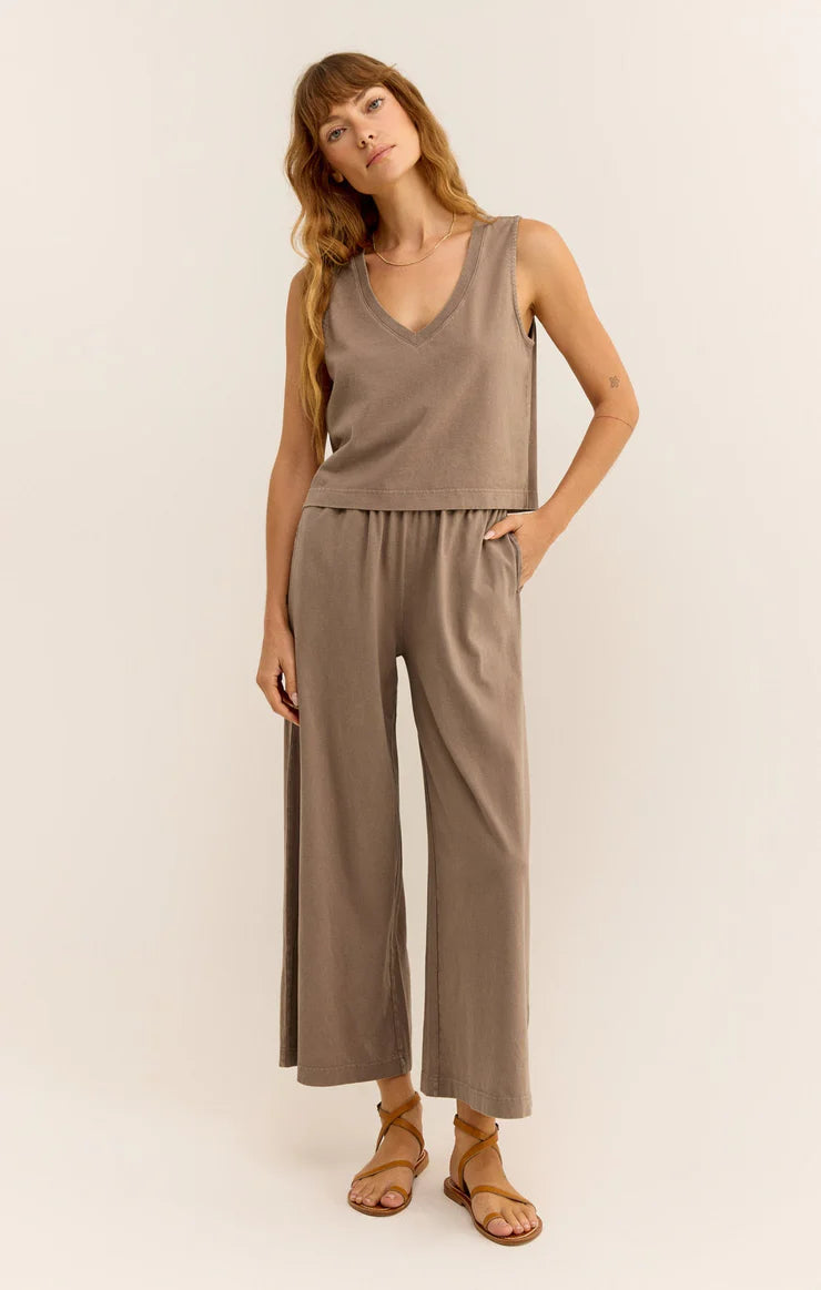 SLOANE V-NECK TOP- Iced Coffee - ZT242656