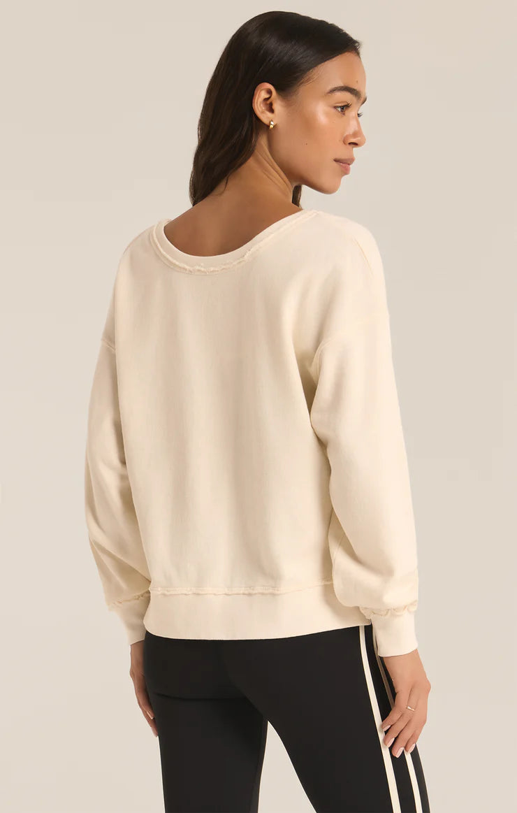 Reversible Washed Sweatshirt - SANDSTONE - ZVT243390S