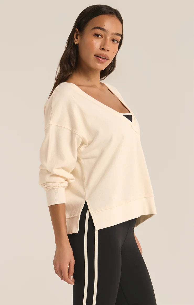 Reversible Washed Sweatshirt - SANDSTONE - ZVT243390S