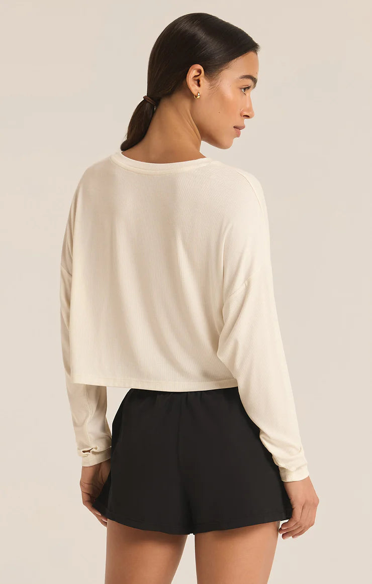 Layer On Rib Long Sleeve Top - SEA SALT - ZVT243406S