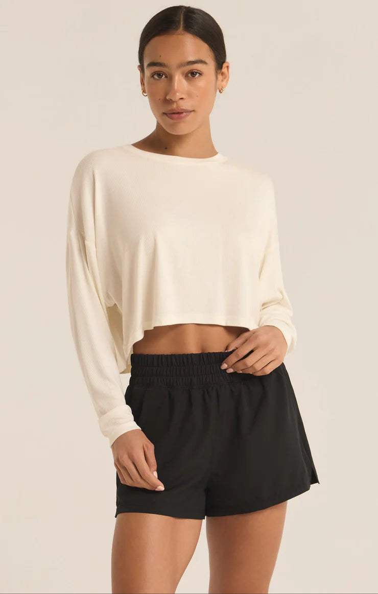 Layer On Rib Long Sleeve Top - SEA SALT - ZVT243406S