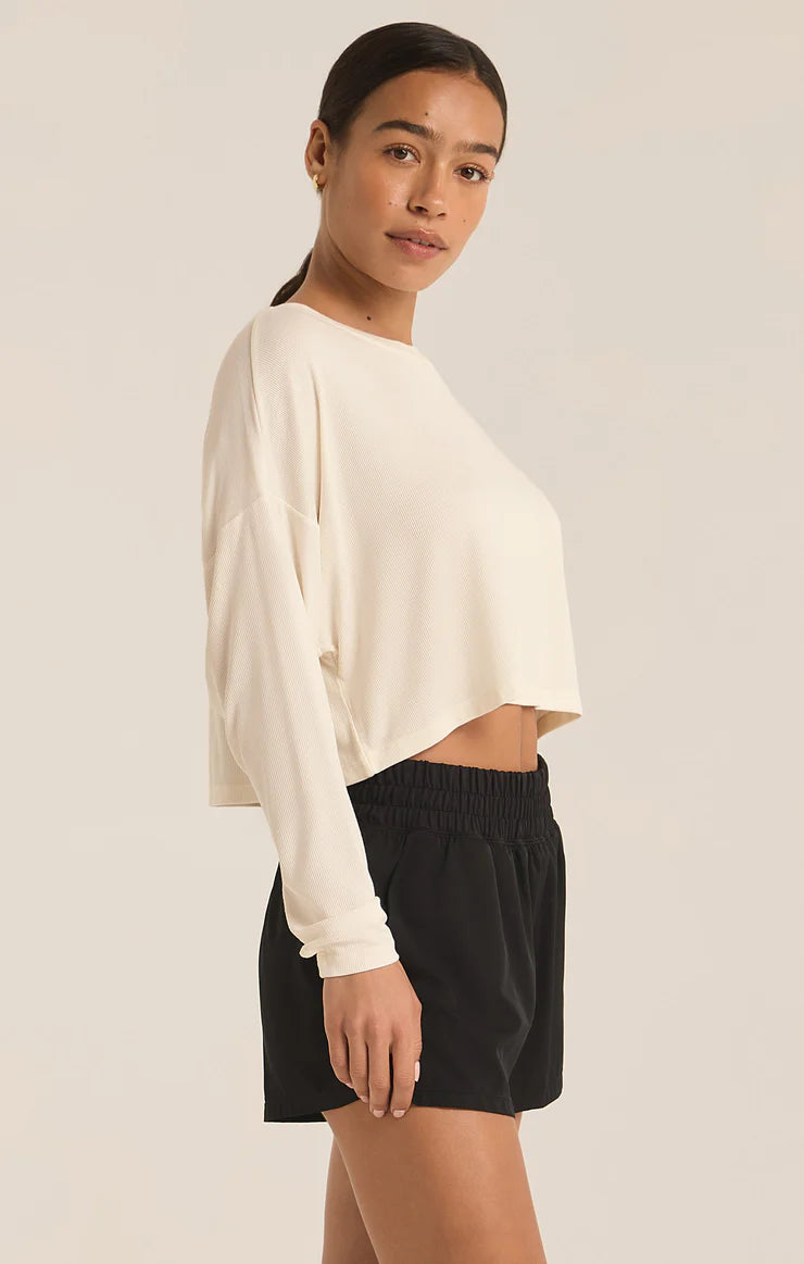 Layer On Rib Long Sleeve Top - SEA SALT - ZVT243406S