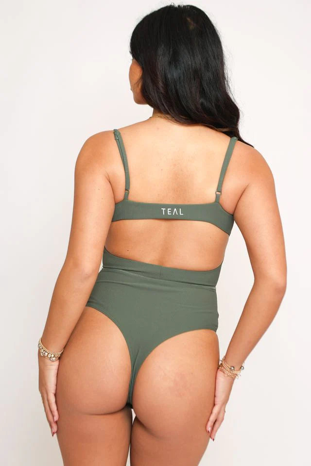 Kayla Ribbed Bodysuit - Olive - Active By Teal