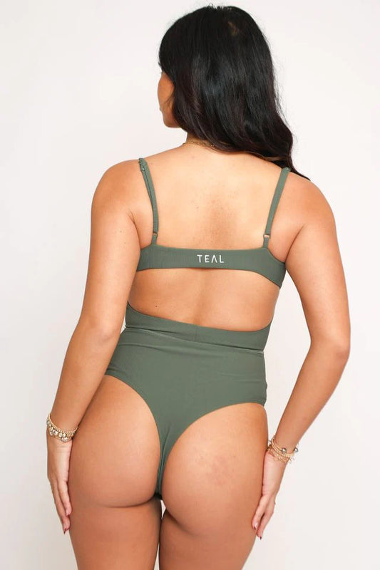 Kayla Ribbed Bodysuit - Olive - Active By Teal