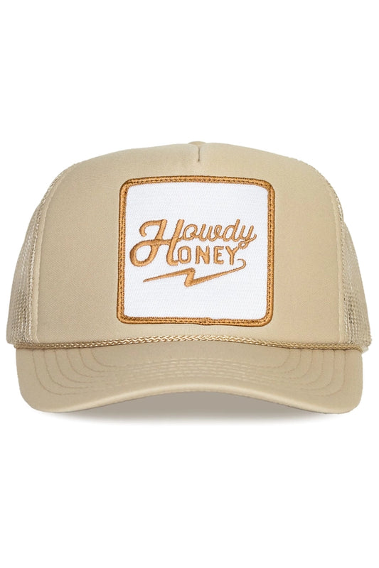 Howdy Honey Trucker Hat in Tan - Friday Feelin'