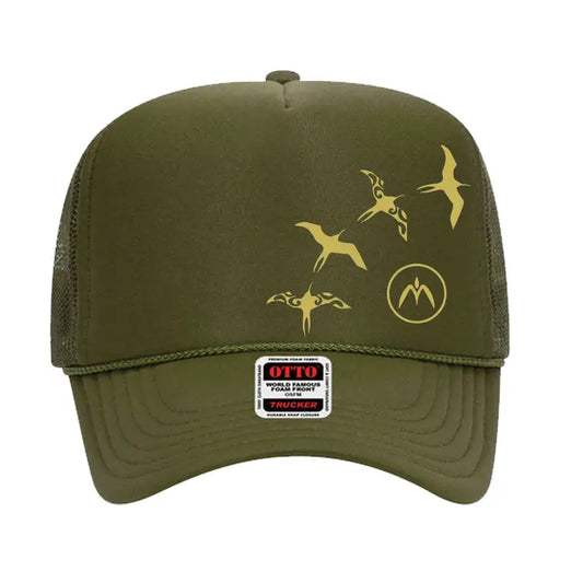Iwa Trucker Hat - Olive/Gold  - Na Koa