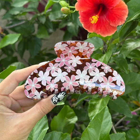 Bombucha PLUMERIA BROWN Hair Claw - Phases Hawaii